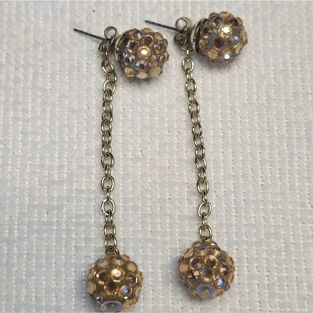 Gold and Pink Dangle Earrings